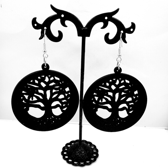 Tree of life earrings, Wooden drop earrings, Tree of life, Tree of life wooden - Picture 3 of 6